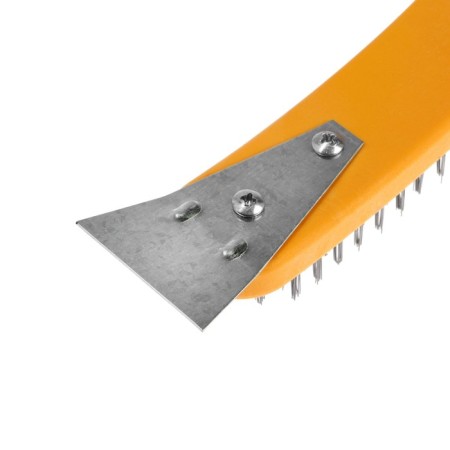 Metallic manual tundra brush, with a spatula, plastic handle, 6-row-6
