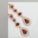 Hanging earrings with “evening” rhinestones, white-red color in gold, 7 cm