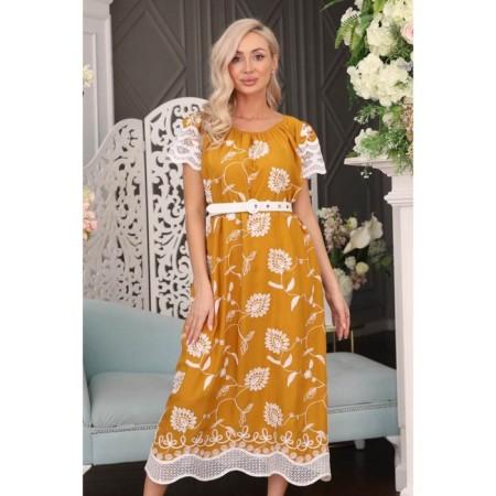 Female dress, size 50, mustard color-6