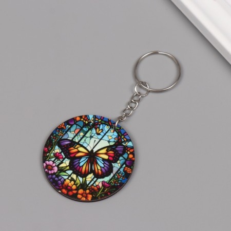 Tail tree "Flower butterfly. Stained glass" 4.6x4.6x0.3 cm-1
