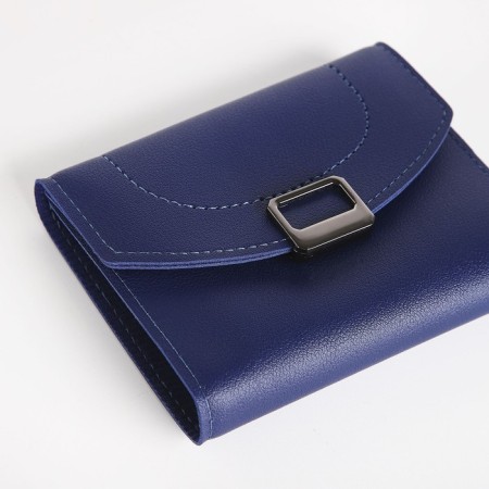 Women's wallet on the button, blue color-2