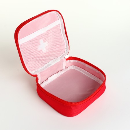 Cosmetic bag with lightning, red color-2