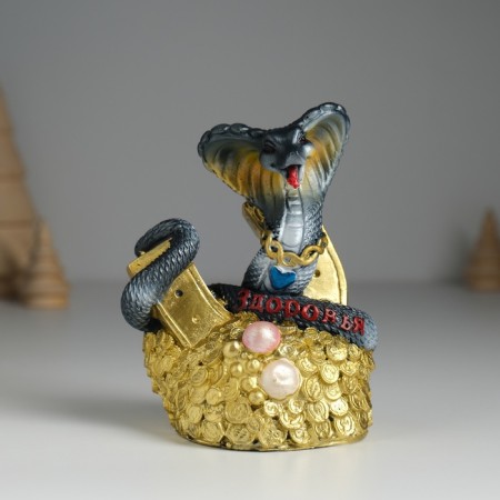 Piglite Polystone "Dark Snake on Coins" 8.3x6.3x10.2 cm