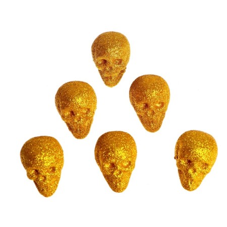 Figure for crafts and decor "Skull", set 6 pcs., Size 1 pcs: 4 × 4.5 × 4.5 cm, gold color-4