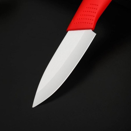 Knife ceramic shade "Simple", blade 8 cm, handle Soft Touch, red color-2