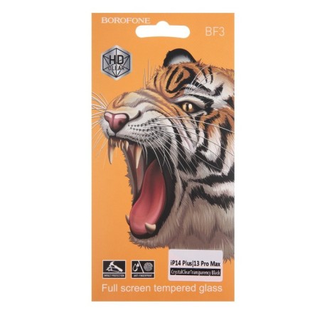 Borofone Protective Glass, for 13 Pro Max, anti -prints, 0.33 mm, 9 h, black frame-6