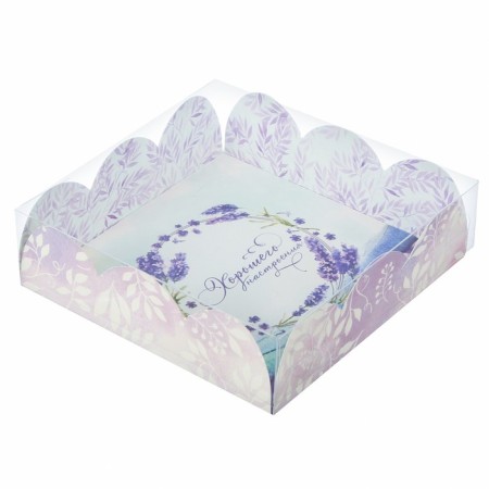 Cookie box, confectionery packaging with PVC lid, “good mood”, 10.5 x 10.5 x 3 cm