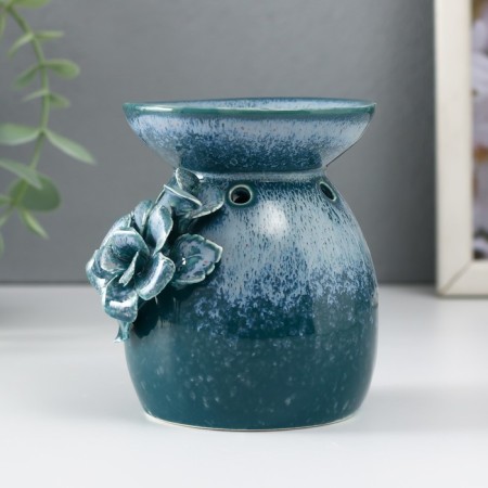 Aroma lamp ceramics "Field flower" white-blue 7.5x7.5x9.3 cm-1