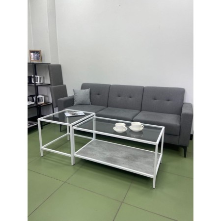 Table Journal Duet, 941 (488) x488 (544) x457 (500), white Muar/Metropolitan Gray/Glass-5