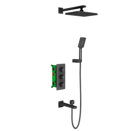 The shower system Timo Petruma SX-5149/03SM, built-in, thermostat, tropical shower, black