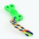 Chewing toy with a rope "Bone on a leash", 9.5 cm, green