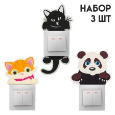 Wall decor, sticker on the switch, set 3 pcs