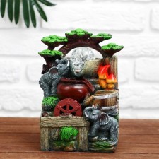 Two elephants at the stream 11x13x20 cm (with backlight)