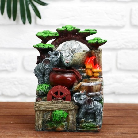 Two elephants at the stream 11x13x20 cm (with backlight)