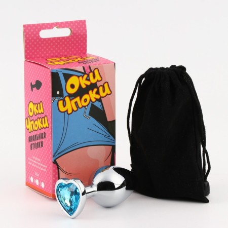 Anal traffic jam-hoods, silver, blue crystal, d = 34 mm-2