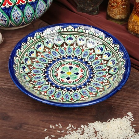 The plate of the Rishtan ceramics "Patterns", blue, deep, mix, 20 cm-6