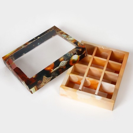 New Year. Box under 12 sweets "Miracles Time", 19 x 15 x 3.6 cm, confectionery packaging-4