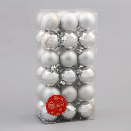 Set of balls plastic D-4 cm, 36 pcs "Disport" silver-1