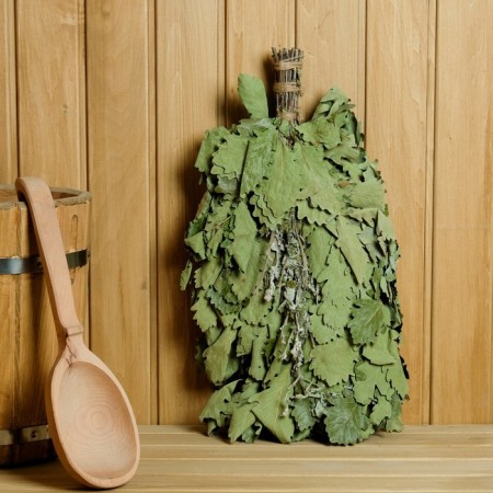A broom for a bath oak with mint, in individual packaging