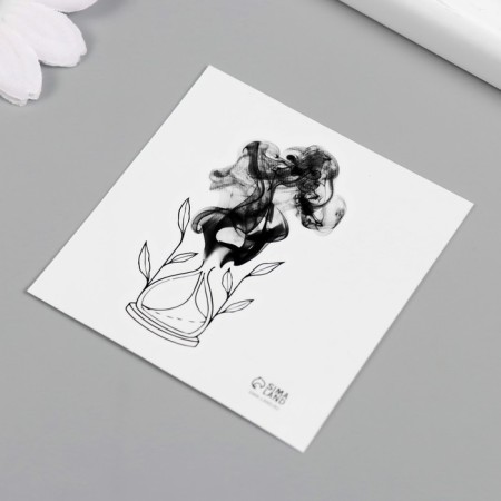 Black body tattoo "Black. Sanding clock" 6x6 cm-4