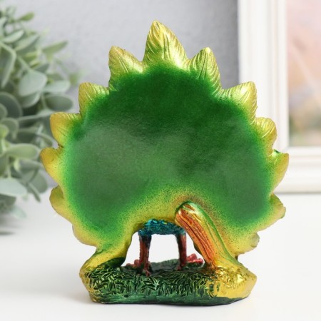 Polystone souvenir "Green peacock with a magnificent tail" 11.5x6x12 cm-1