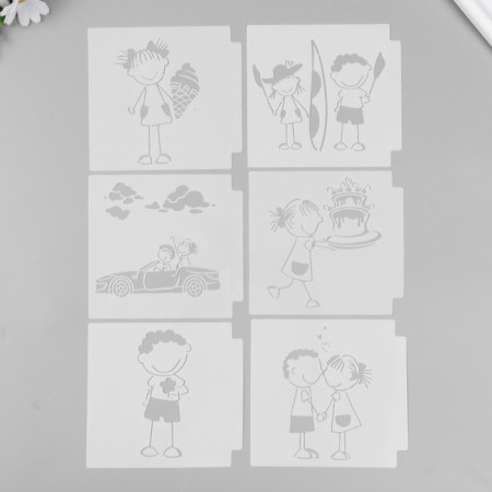 Stencil plastic "kids" set 6 pcs 13x13 cm-3