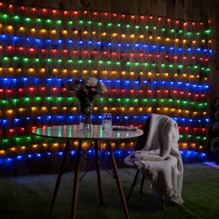 Garland "Network" 2 x 3 m, IP44, UMS, dark thread, 384 LED, glow of multi, 220 V
