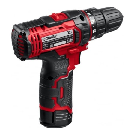 Drill-shurubover bison, battery, 2x1.3 ah, BZP, 0.8-10 mm, 0-350/0-1300 rpm-3