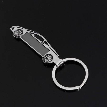 Cartage keychain, "sports car", metal, chrome-1