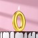 Candle in the Cake "European", number "0", 6 cm, gold