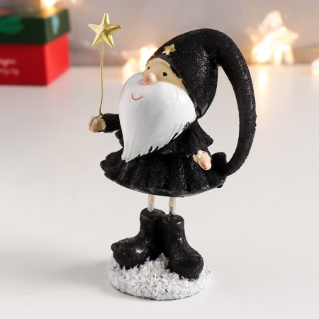 Polystone souvenir "Santa Claus in black caftan, with a star" Long legs 11.5x6.5x4.5 cm-3