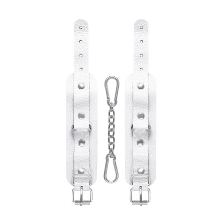 Pecado BDSM bracelets, mini with rounded corners, genuine leather, white-1
