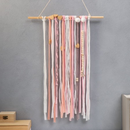 Panel -wall textile "Hearts" Pink threads 70x45 cm
