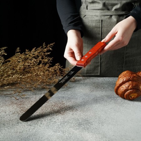 Knife for biscuit, even edge, handle wood, working surface 25 cm-4