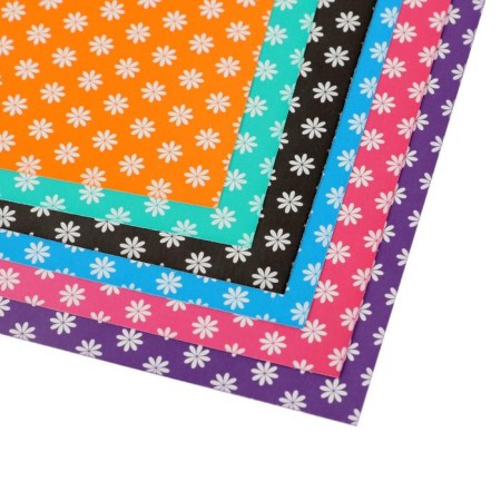 Cardboard of color two -way A4, 6 sheets, 6 colors "chamomile", 200 g/m², with a pattern-1