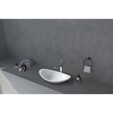 ABBER STEIN AS2606 sink, invoice, 605x380x145 mm, artificial stone, white-1