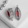 Earrings with rhinestones "Edel" Ellipse openwork, red color in silver