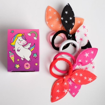 Hair elastic bands, “ears” set, unicorn, 10 pcs.-2
