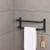 Holder for towels double, 39.5 cm, 2 hooks, stainless steel, black color