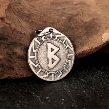Scandinavian amulet "Berkan Runa in the Sunny Circle", 5 g, 20x22 mm-1