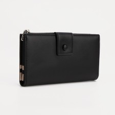 Women's wallet on the button, black color