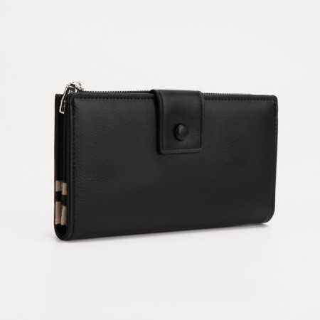Women's wallet on the button, black color