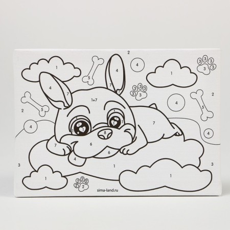 Picture on numbers for children "Puppy on a cloud", 21 x 15 cm-2