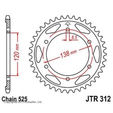 The rear star, driven JTR312 steel, chain 525, 38 teeth