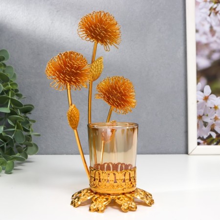 Summary metal, glass per 1 candle "Golden Dandelion" D-5 cm 9.5x11x20 cm-2