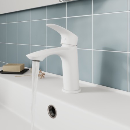 MILARDO RORA RORWT00M01 shell mixer, pour 118 mm, white matte-2