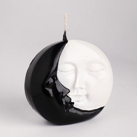 Figure candle "Sun and Moon", 6x2.5 cm, white-black-2
