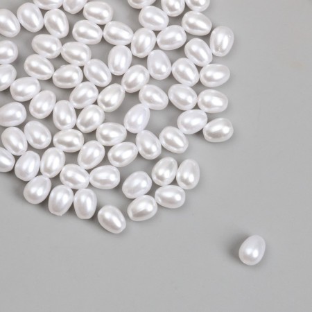 Beads for creativity plastic "Pearl of white oval" set 500 grams 0.5x0.5x0.7 cm-1