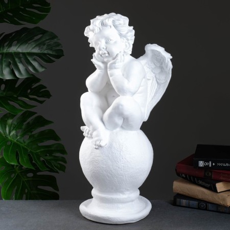 Figure "Angel on the ball" Big white 26x27x64cm-3