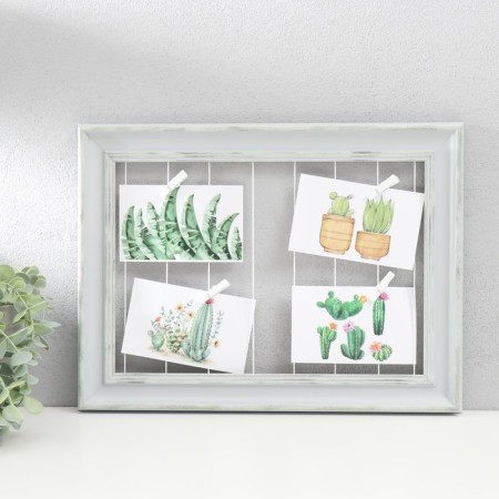 Photo frame plastic in 4 photos "simplicity" with clothespins, gray 40x30 cm